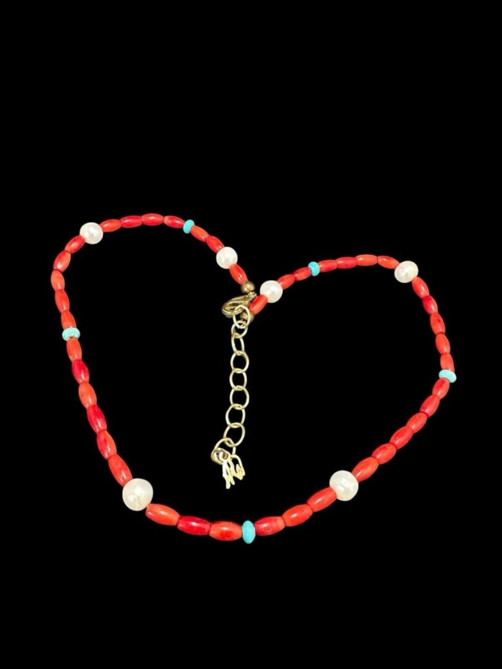 Carolyn Pollack Necklace Red Coral Cultured Pearl Turquoise American West - Picture 6 of 7